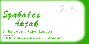 szabolcs apjok business card